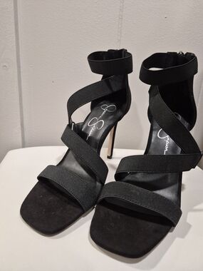 Jessica Simpson Black Crisscross Strap High Heels